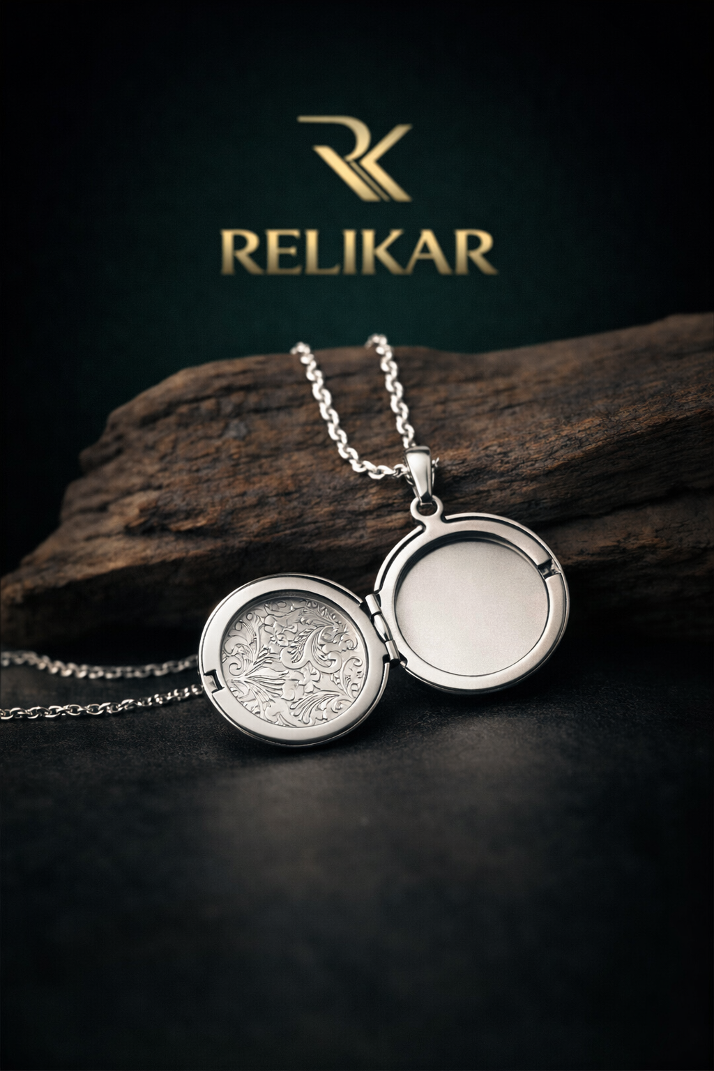 Relicário Floral em Prata com Corrente Premium – Relikar