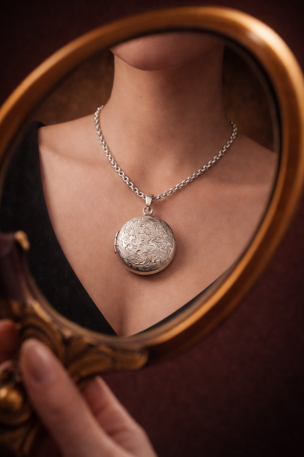 Relicário Floral em Prata com Corrente Premium – Relikar